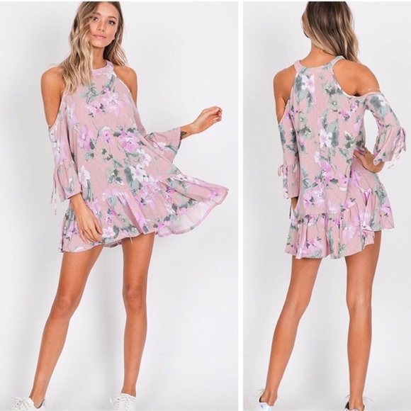 LAST! Pink/Lavander Floral Ruffle Tunic - Picture 3 of 4